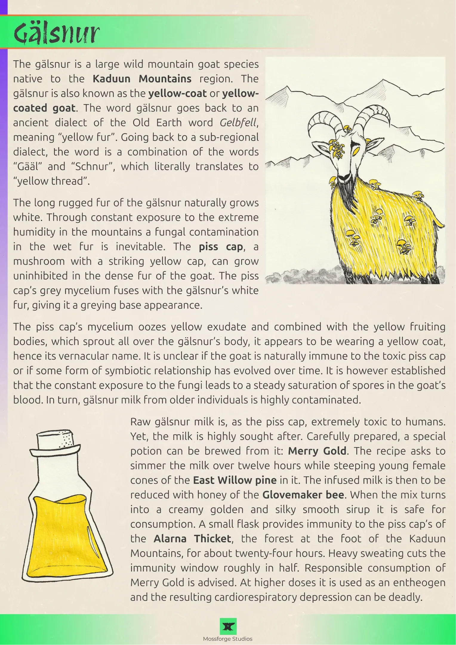 Illustration of a horned goat-like creature