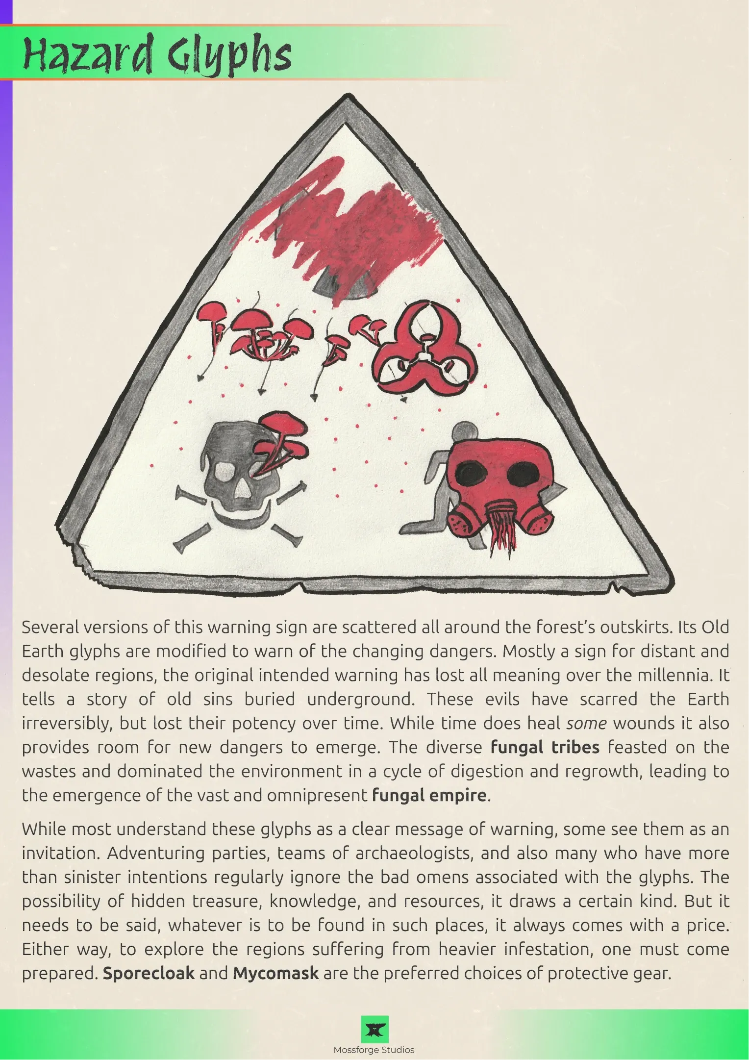 Illustration centred on a glowing glyph